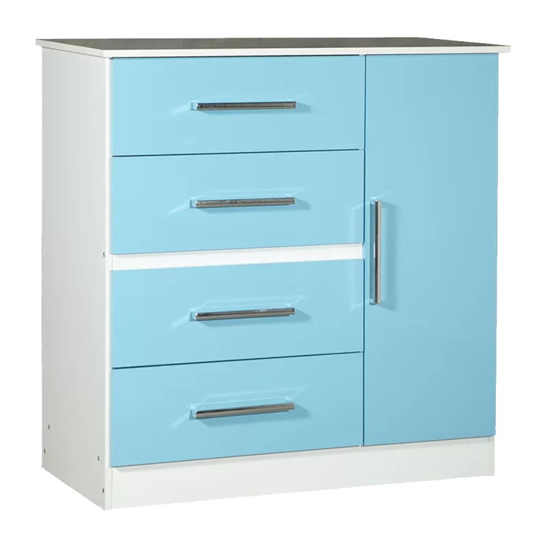COMODA MAXIMO 1 PTA 4 CAJ.CELESTE (1140x1000x485)mm