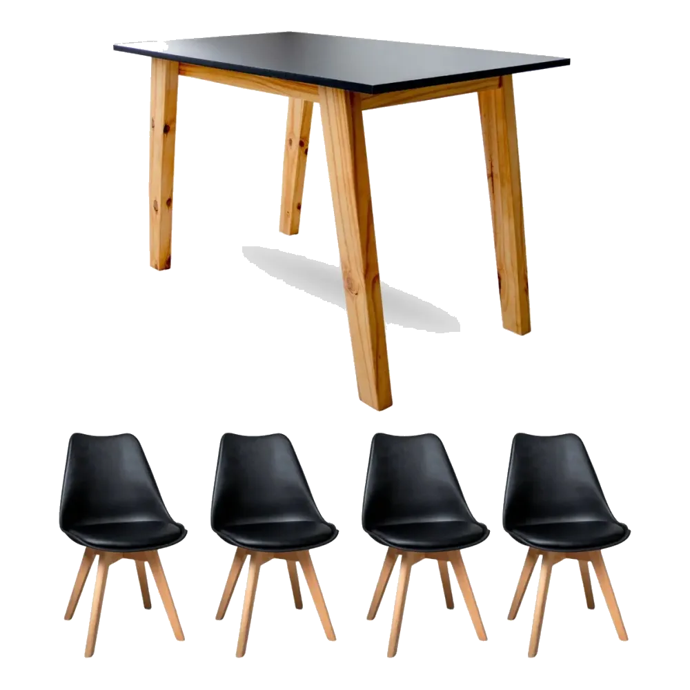 JUEGO DE MESA Y SILLAS JR MESA TULIP 140 + SILLAS TULIPX4