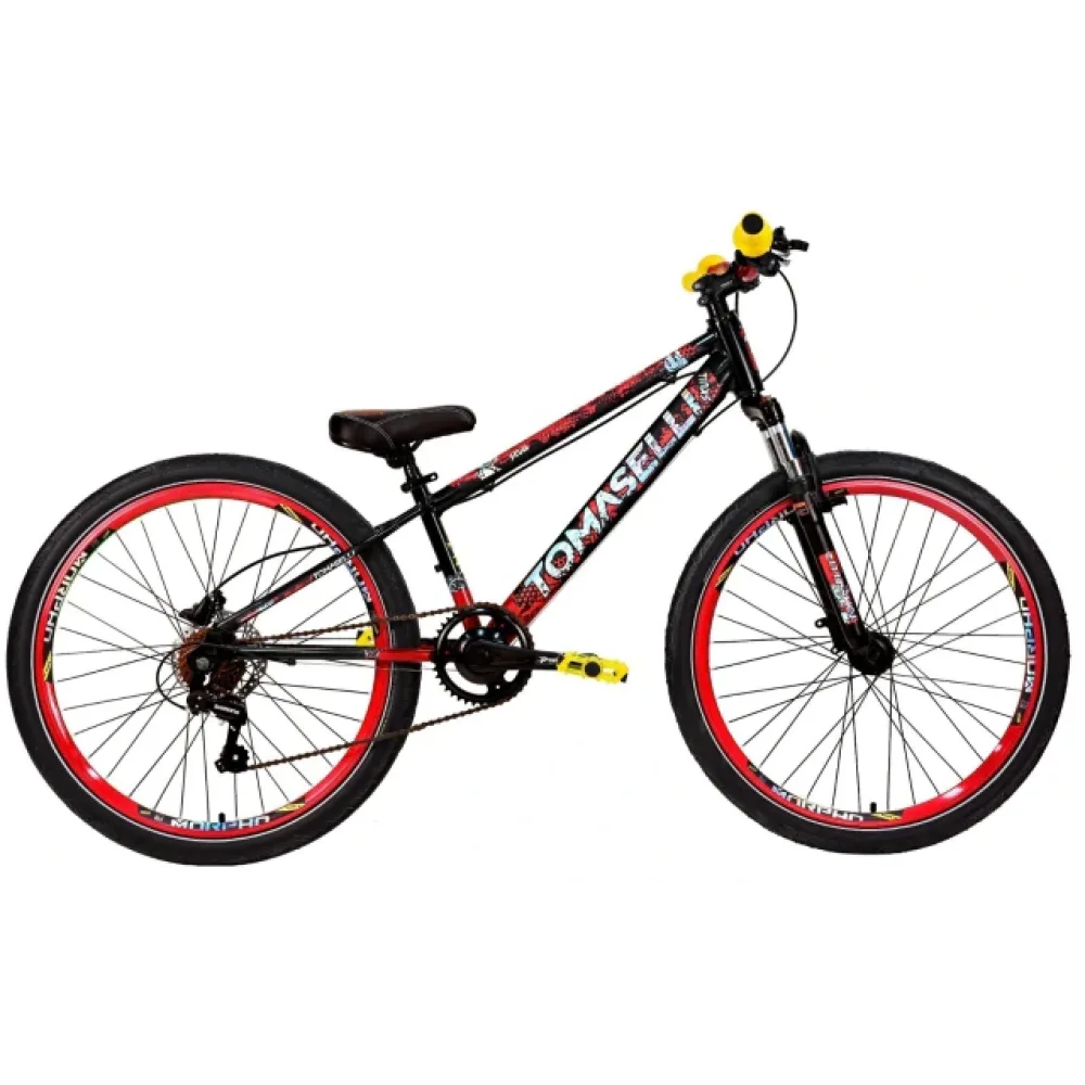 BICI.TOMASELLI SKULL STANDAR 26 ROJO/NEGRO