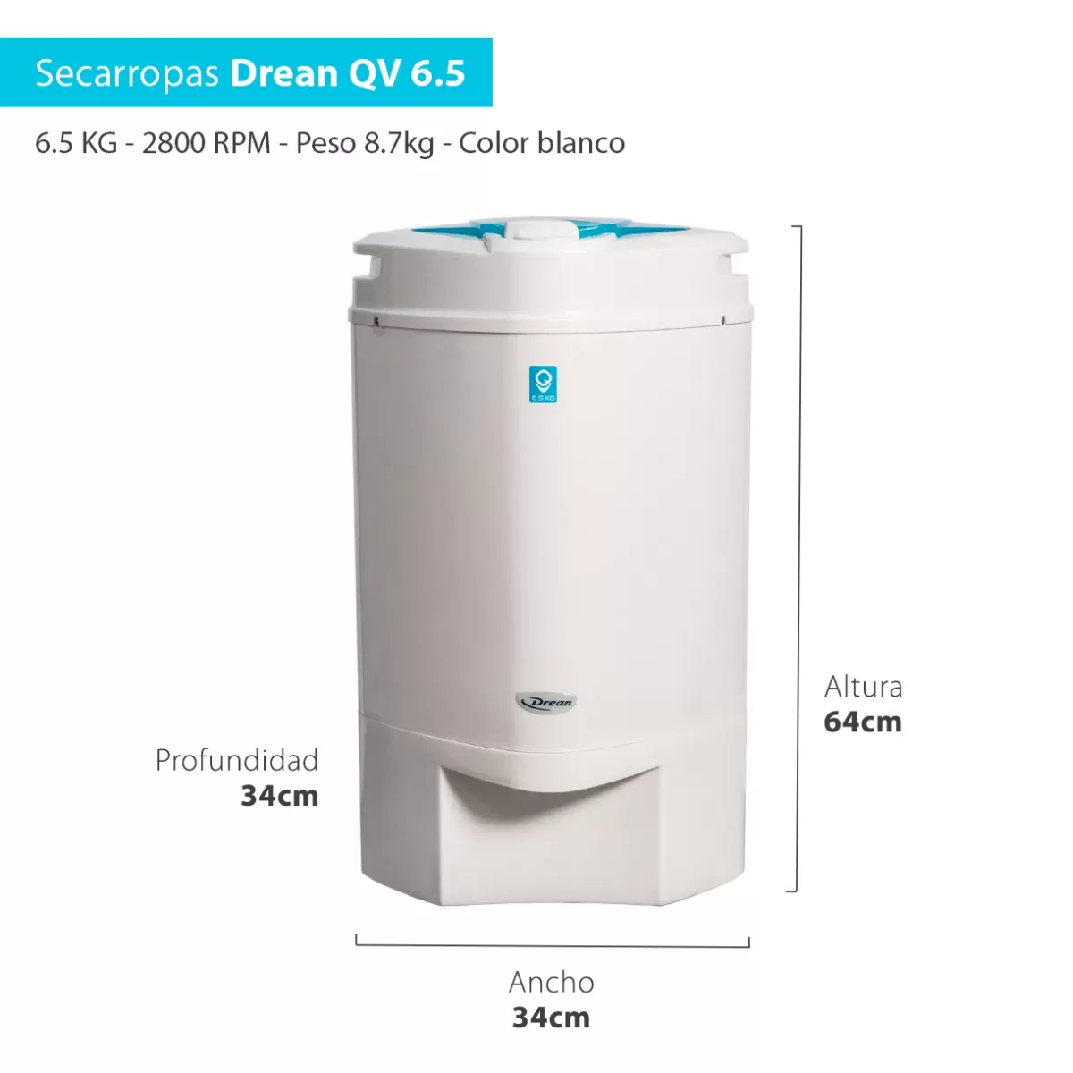 SECARROPAS DREAN QV 6.5 KG — imagen 2