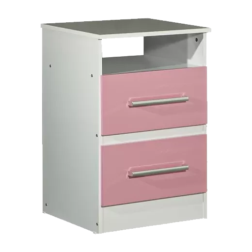 MESA DE LUZ MAXIMO 2 CAJONES ROSA