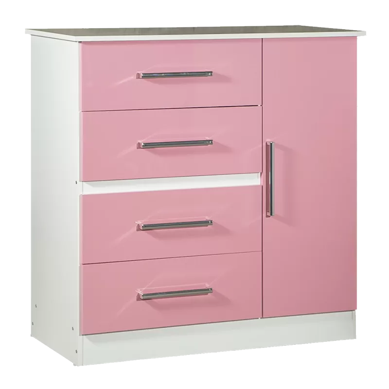 COMODA MAXIMO 1 PTA 4 CAJ.ROSA (1140x1000x485)mm