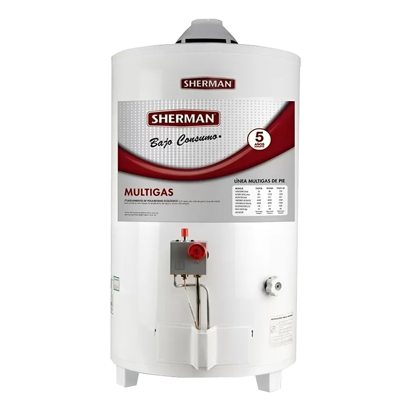 TERMOTANQUE SHERMAN TPGP050MSH13 GAS 50L. C.S/PIE