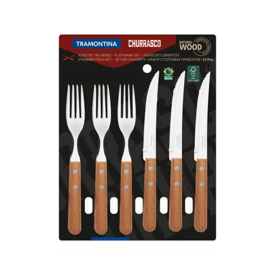 JUEGO DE CUBIERTOS TRAMONTINA 22399/030 CHURRASCO 12PZS