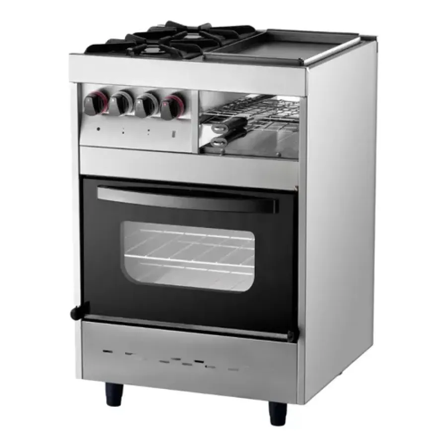 COCINA DANDA SIENA MULTIPLE 2 HORNALLAS, PLANCHA Y CARLITERA VIDRIO C601V