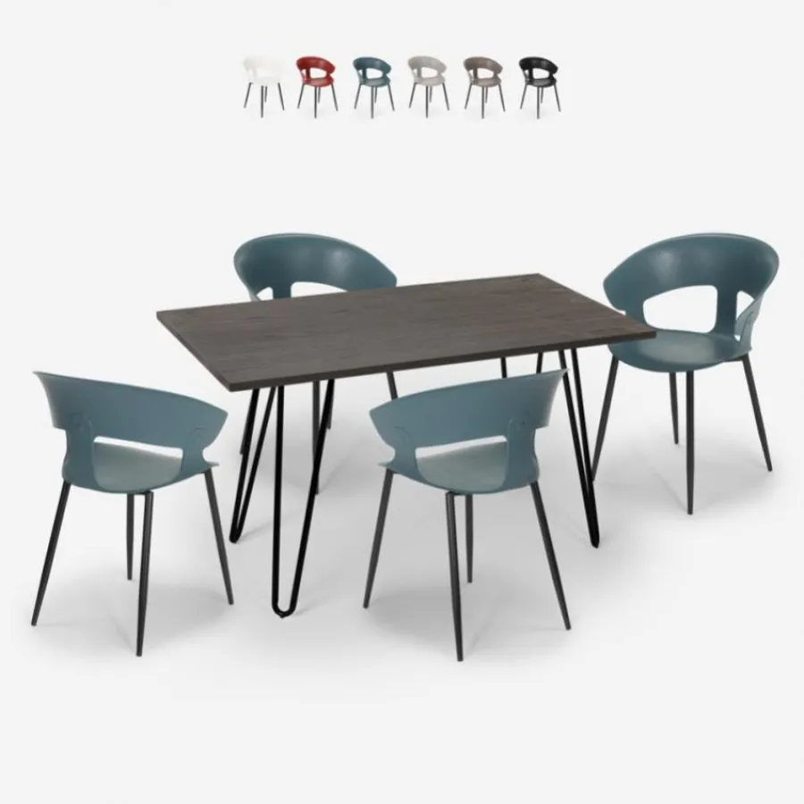 JUEGO DE MESA AQUADIS 120*60 4 SILLAS ALUMINIO
