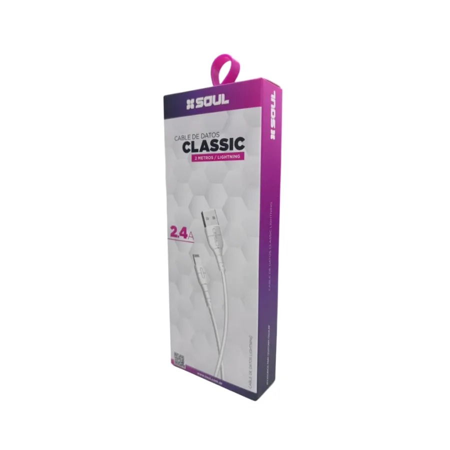 CABLE DE DATOS SOUL CLASSIC USB-CLIPH2M LIGHTNING 2M