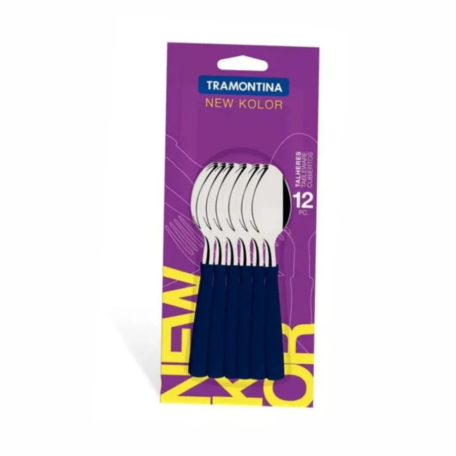 CUCHARA DE TE TRAMONTINA 23167/900 NEW KOLOR 12PZS NEGRO
